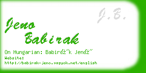 jeno babirak business card